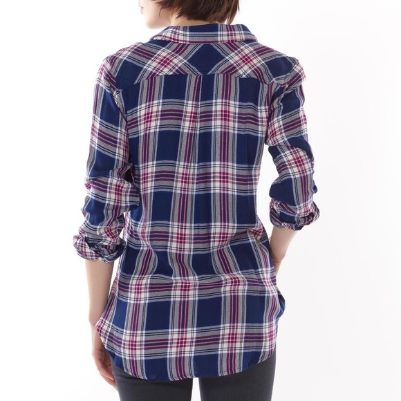 Rails blue flannel long sleeve shirt size women's size small - Picture 2 of 15